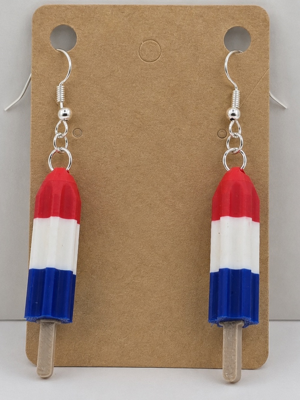 Bomb Pop Popsicle Earrings - Patriotic  Rocket Pop USA Jewelry July 4th Earrings